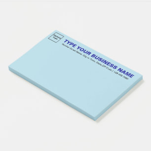 Business Brand on Heading of Light Blue Large Post-it Notes