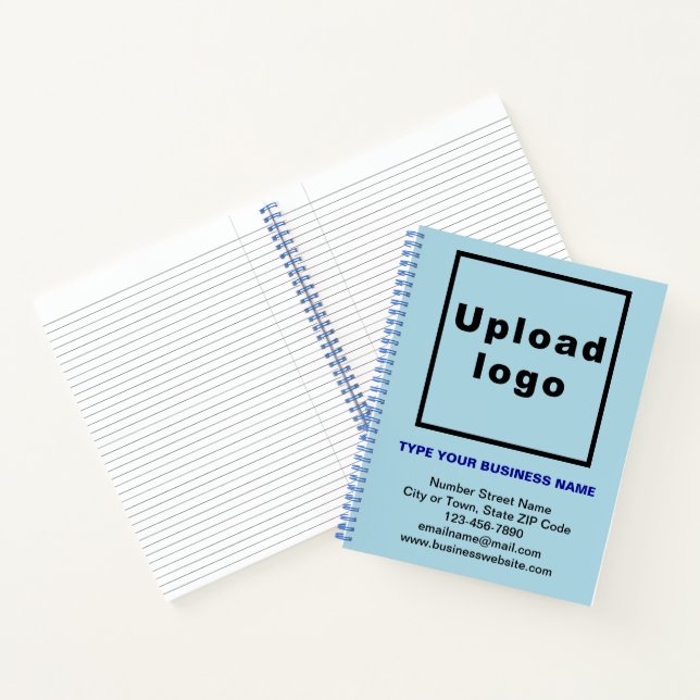 Business Brand on Large Light Blue Spiral Notebook (Inside)