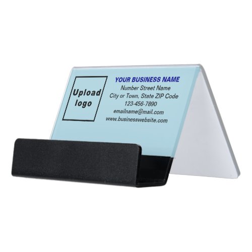 Business Brand on Light Blue Business Card Holder