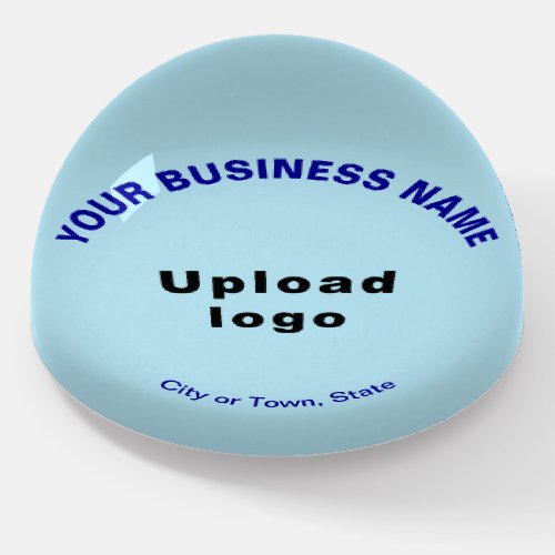 Business Brand on Light Blue Dome Style Paperweight