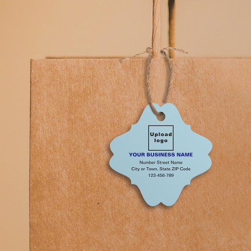 Business Brand on Light Blue Fancy Square Tag