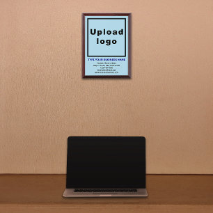 Business Brand on Light Blue Framed Plaque