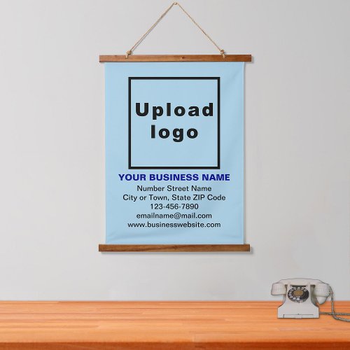 Business Brand on Light Blue Hanging Tapestry