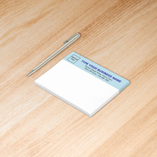 Business Brand on Light Blue Heading of Rectangle Post-it Notes