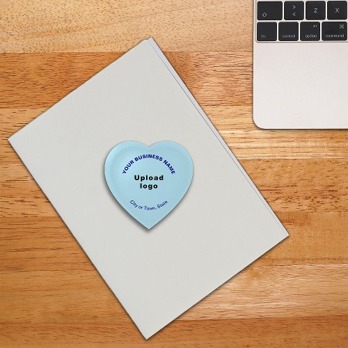Business Brand on Light Blue Heart Shape Paperweight