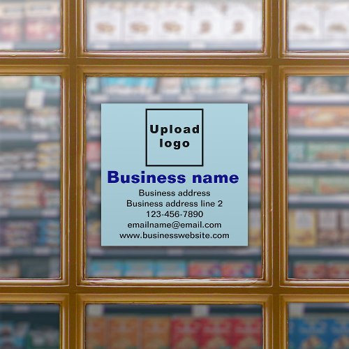 Business Brand on Light Blue Large Square Vinyl Sticker