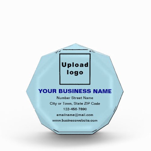 Business Brand on Light Blue Octagon Shape Photo Block