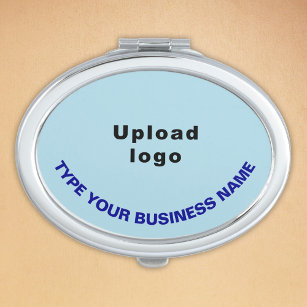 Business Brand on Light Blue Oval Compact Mirror