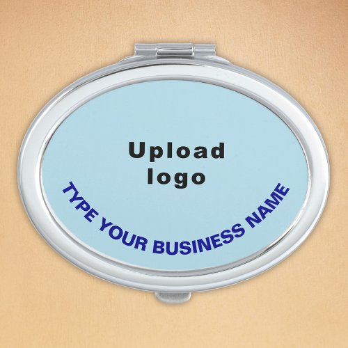 Business Brand on Light Blue Oval Compact Mirror