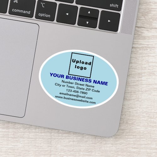 Business Brand on Light Blue Oval Shape Vinyl Sticker