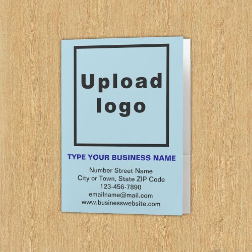 Business Brand on Light Blue Pocket Folder