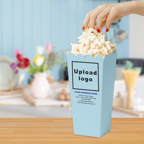 Business Brand on Light Blue Popcorn Box