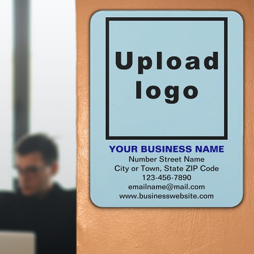 Business Brand on Light Blue Portrait Rectangle Door Sign
