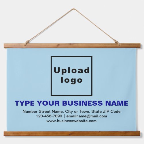 Business Brand on Light Blue Rectangle Hanging Tapestry
