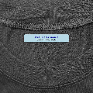 Business Brand on Light Blue Rectangle Iron On Labels