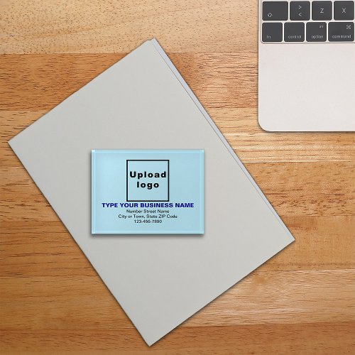 Business Brand on Light Blue Rectangle Paperweight