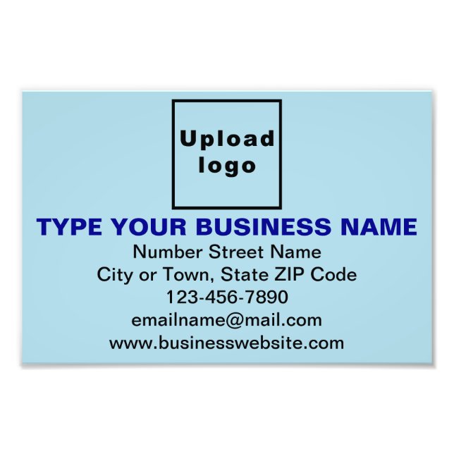 Business Brand on Light Blue Rectangle Photo Print (Front)