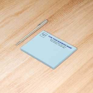 Business Brand on Light Blue Rectangle Post-it Notes