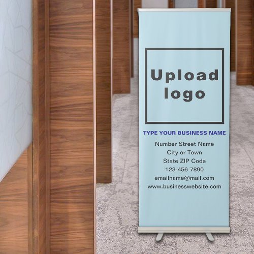 Business Brand on Light Blue Retractable Banner