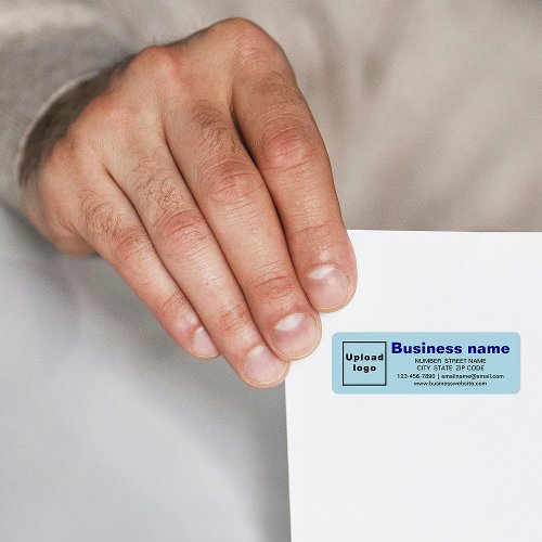 Business Brand on Light Blue Return Address Label