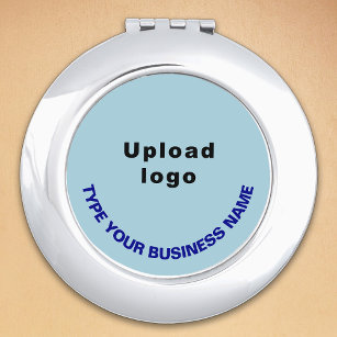 Business Brand on Light Blue Round Compact Mirror