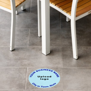 Business Brand on Light Blue Round Floor Decal