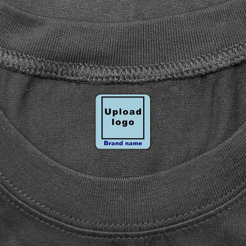 Business Brand on Light Blue Square Clothing Label