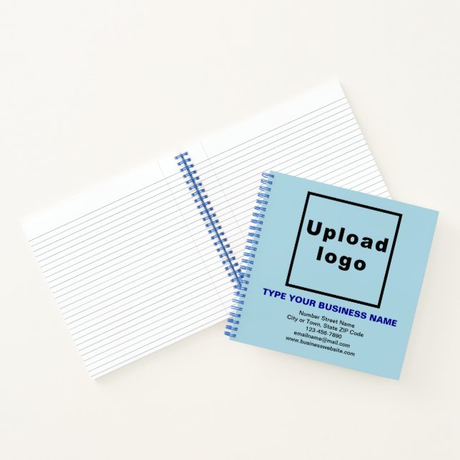 Business Brand on Light Blue Square Spiral Notebook (Inside)