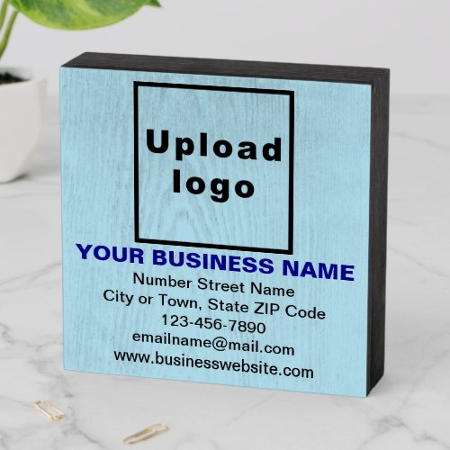 Business Brand on Light Blue Square Wood Box Sign