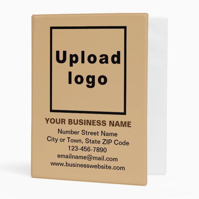 Business Brand on Light Brown Cover of Mini Binder (Front/Inside)