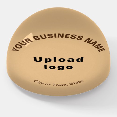 Business Brand on Light Brown Dome Style Paperweight