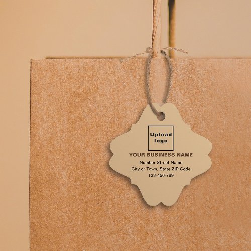 Business Brand on Light Brown Fancy Square Tag