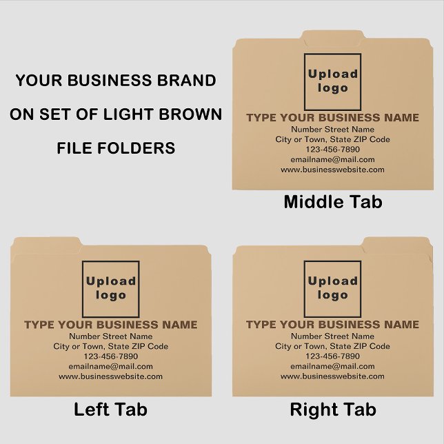 Business Brand on Light Brown File Folders (Build brand name awareness. Your business brand on set of light brown file folders.)