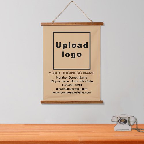 Business Brand on Light Brown Hanging Tapestry