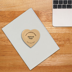 Business Brand on Light Brown Heart Shape Paperweight