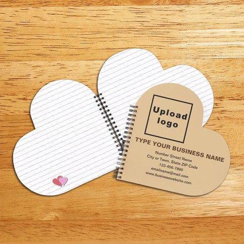 Business Brand on Light Brown Heart Shape Spiral Notebook