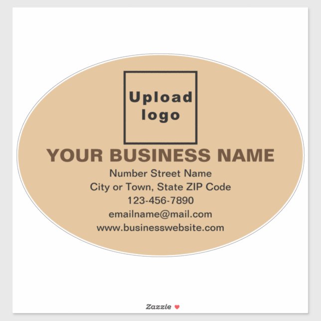 Business Brand on Light Brown Large Oval Vinyl Sticker (Sheet)