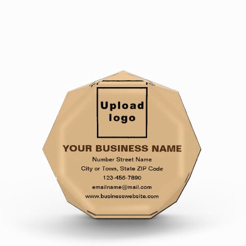 Business Brand on Light Brown Octagon Shape Photo Block