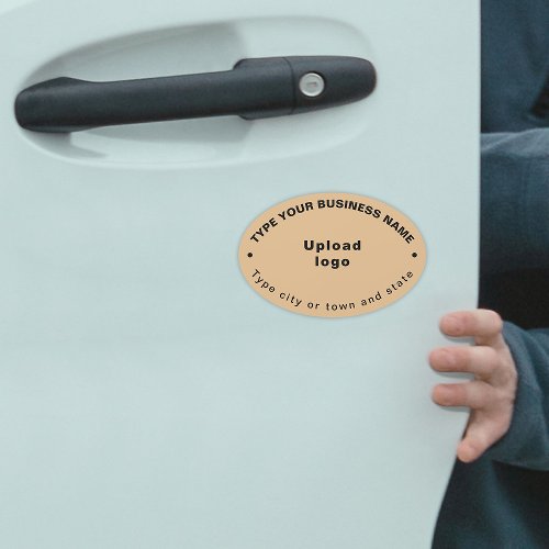 Business Brand on Light Brown Oval Car Magnet