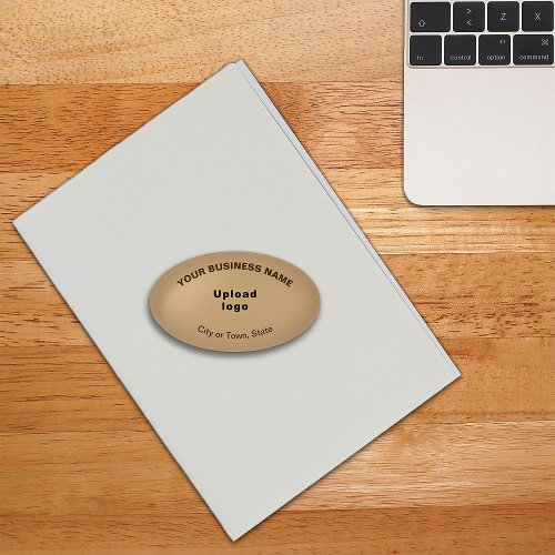 Business Brand on Light Brown Oval Shape Paperweight