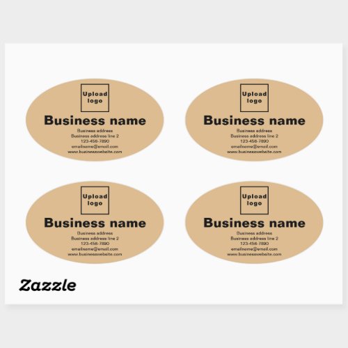 Business Brand on Light Brown Oval Shape Sticker
