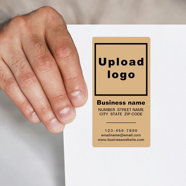 Business Brand on Light Brown Portrait Shipping Label (Light brown portrait shipping label with your business brand)