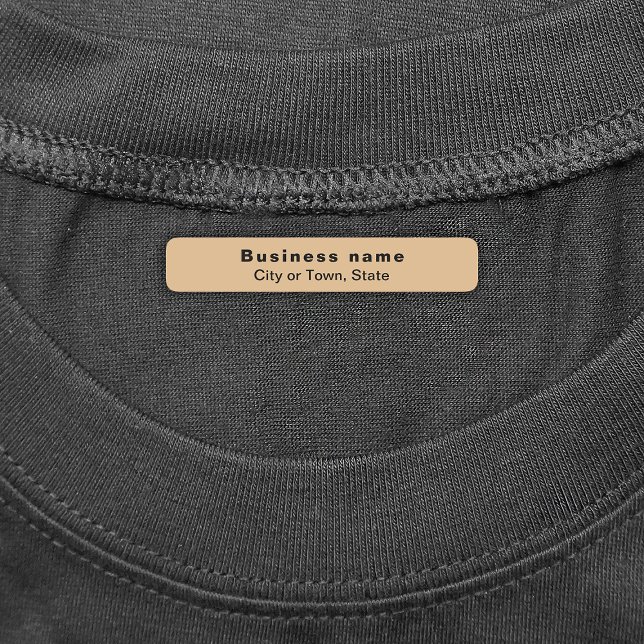 Business Brand on Light Brown Rectangle Iron On Labels (Light brown rectangle iron on label with your business brand)