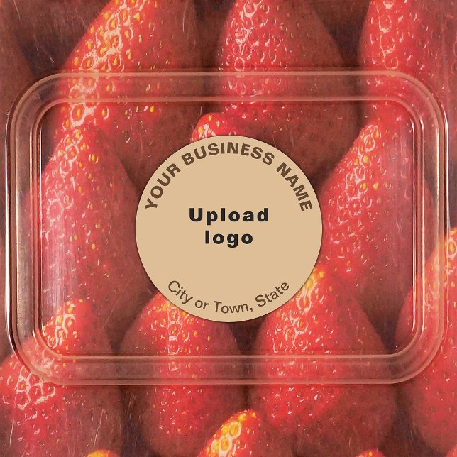 Business Brand on Light Brown Round Adhesive Label (Light brown round adhesive label with your business brand)