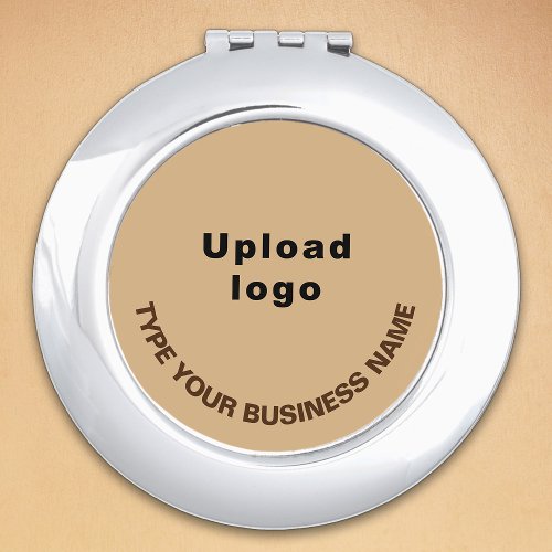 Business Brand on Light Brown Round Compact Mirror