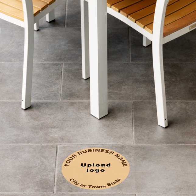 Business Brand on Light Brown Round Floor Decal (Restaurant)