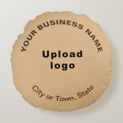Business Brand on Light Brown Round Throw Pillow