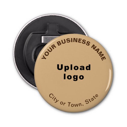 Business Brand on Light Brown Small Round Bottle Opener