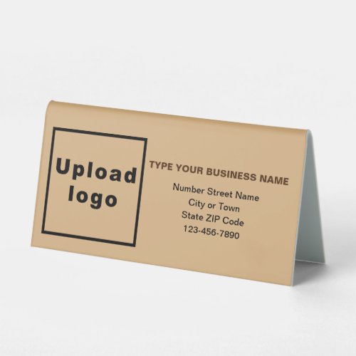 Business Brand on Light Brown Small Table Sign