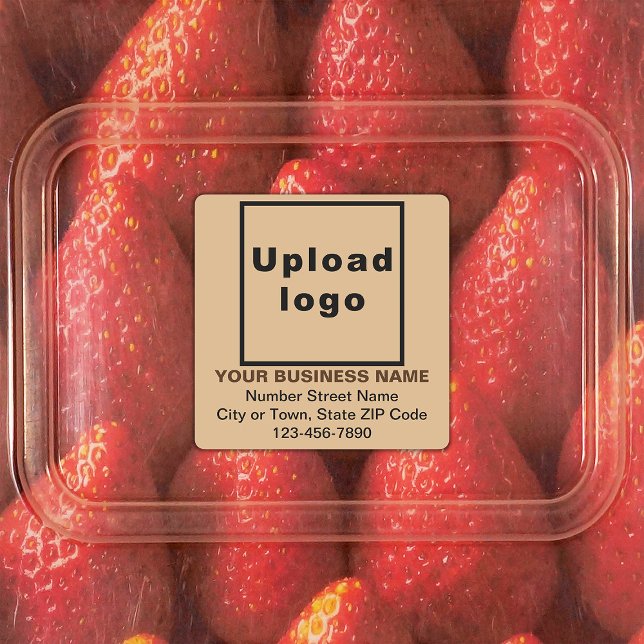 Business Brand on Light Brown Square Adhesive Labels (Creator Uploaded)